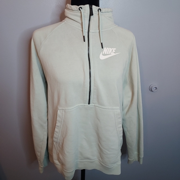 Nike Pullover Sweatshirt Womens Size Large Blue Long Sleeve 1/2 Zip Cowl Neck - Picture 1 of 16